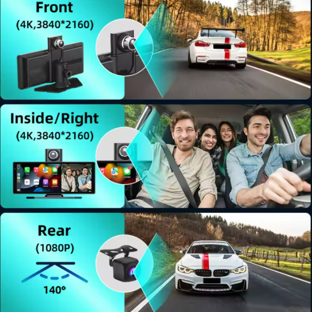 Navigatie Stereo Auto C10 4k + camera spate 1080P DVR, Ecran 8,1", Conectivitate Bluetooth, GPS