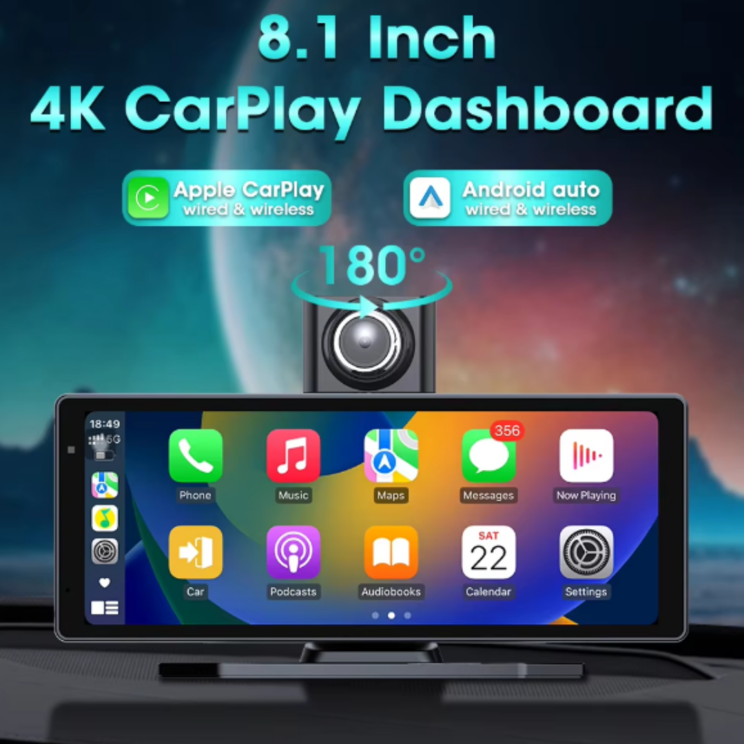 Navigatie Stereo Auto C10 4k + camera spate 1080P DVR, Ecran 8,1", Conectivitate Bluetooth, GPS