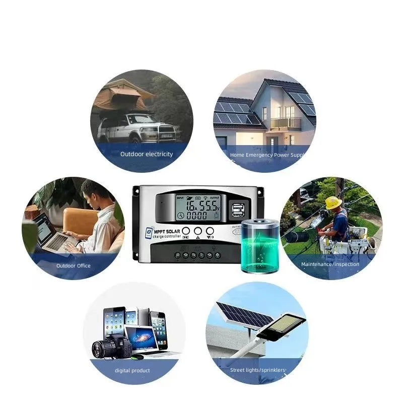 Controler de Încărcare Solară MPPT 12V-60V, Regulator 150VDC cu Ecran LED pentru Baterii Lifepo4, Litiu și Plumb-Acid, 40A cu WIFI