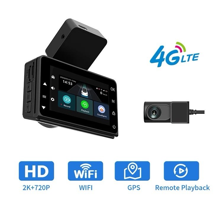 Camera auto 4G Cartela SIM P86 2K + camera spate 720P, 4G LTE, WiFi HotSpot, Monitorizare la distanta