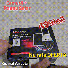 Camera de Supraveghere Solara 4G Cartela SIM 5 MP, Zoom 10X, Full HD, Panou Solar 9W Rezistenta La Apa IP 66