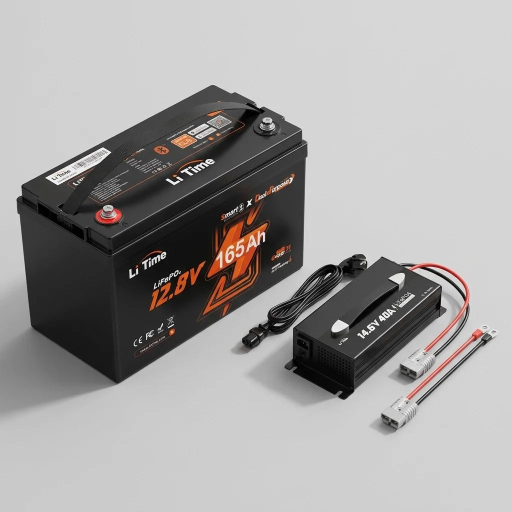 Kit Baterie LiFePo LiTime 12V 165Ah+Incarcator 40A cu Activare BMS