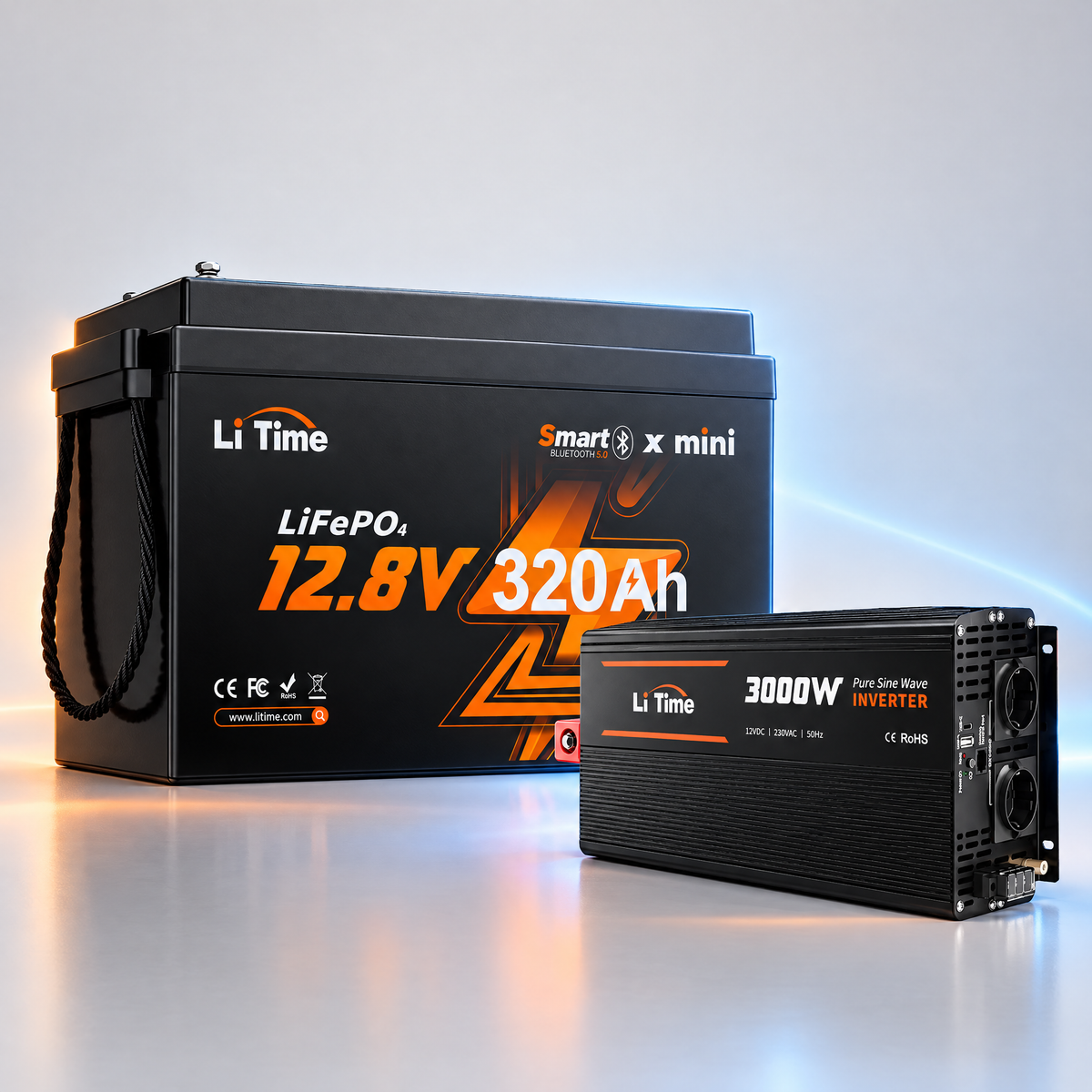Kit Invertor LiTime 3000W Sinus Pur 12V-230V+Baterie LiTime 12V-320Ah LiFePO4 pentru Rulote si Off-Grid