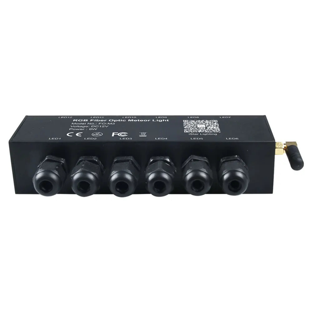 Kit Fibra Optica 9W efect stele cazatoare, meteorit, RGB, 12 canale cu 500 fire la 3M 0.75mm