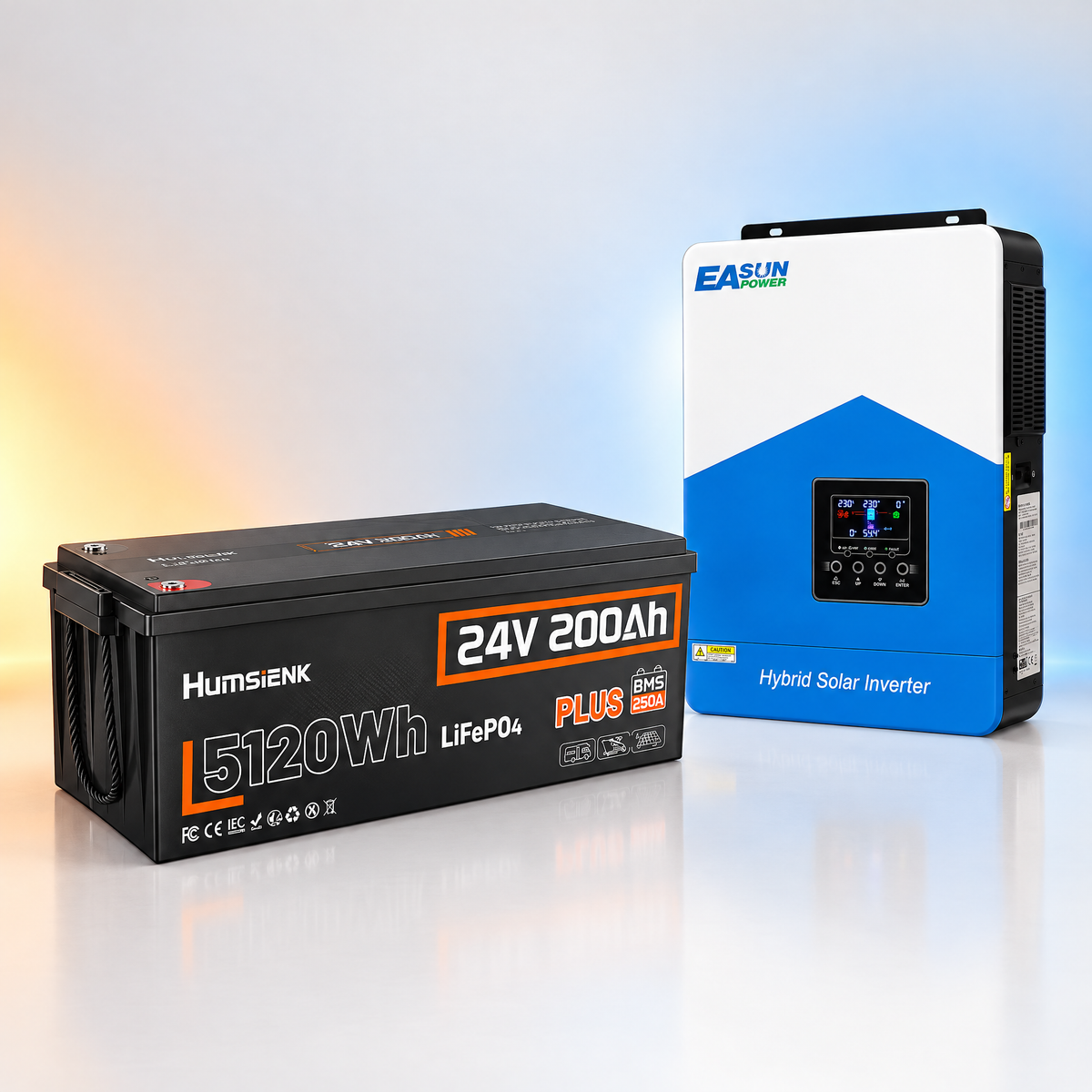 Kit Solar Off-Grid EASUN 4.2kW 24V MPPT 120A+Baterie Humsienk 24V-200Ah PLUS 5.12kWh BMS 250A