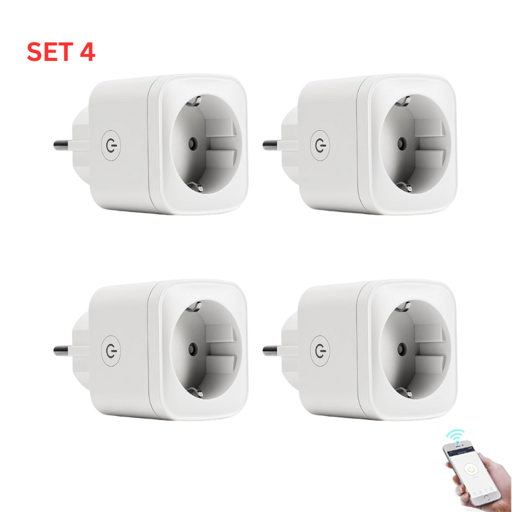 Set 4 Prize inteligente, WiFi, aplicatie mobila SmartLife, 16A, 100-250V, Program alimentare, Monitorizare consum, Control Vocal Prin Amazon Alexa Si Google Assistant