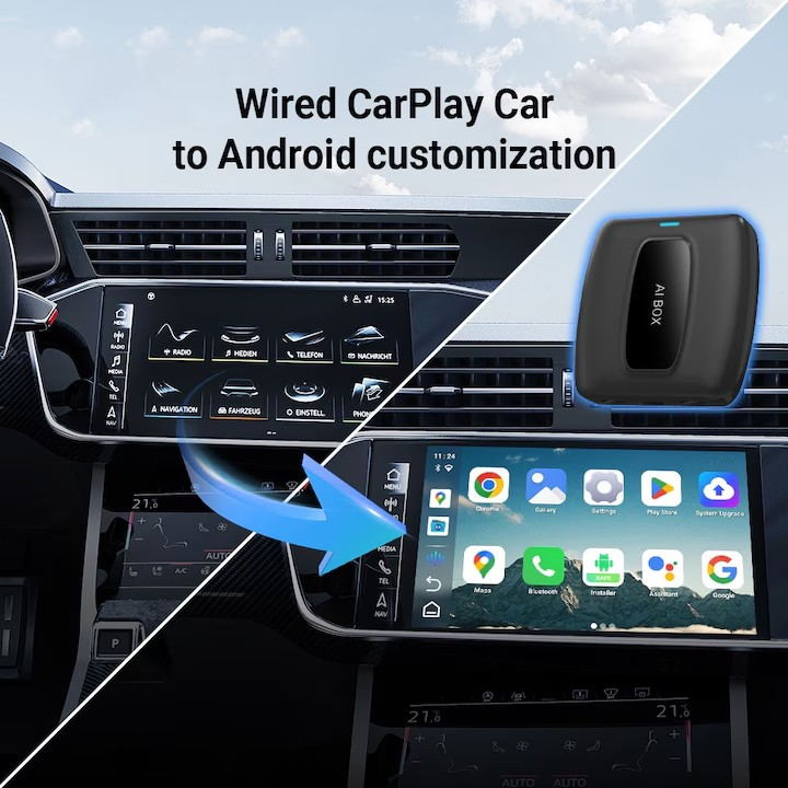 Android 12 Wireless CarPlay CA481 Aibox, Youtube, Netflix, Spotify, 4G+64G - Taggo.ro