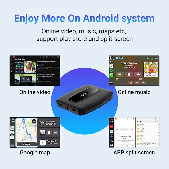 Android 12 Wireless CarPlay CA481 Aibox, Youtube, Netflix, Spotify, 4G+64G - Taggo.ro