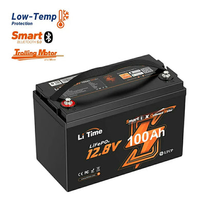Baterie LiTime 12V 100Ah LiFePO4 pentru motor electric barca, Bluetooth, BMS 100A, 1280Wh, pentru Outboard si Trolling Motor