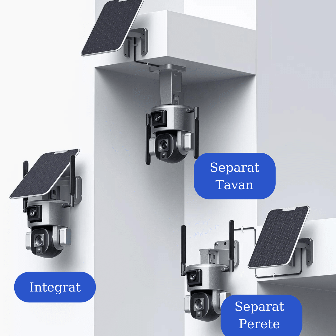 Camera supraveghere exterior wireless WISTINO 4K Ultra HD, duală, zoom optic 10x, încărcare solară, rezistentă la apă IP66
