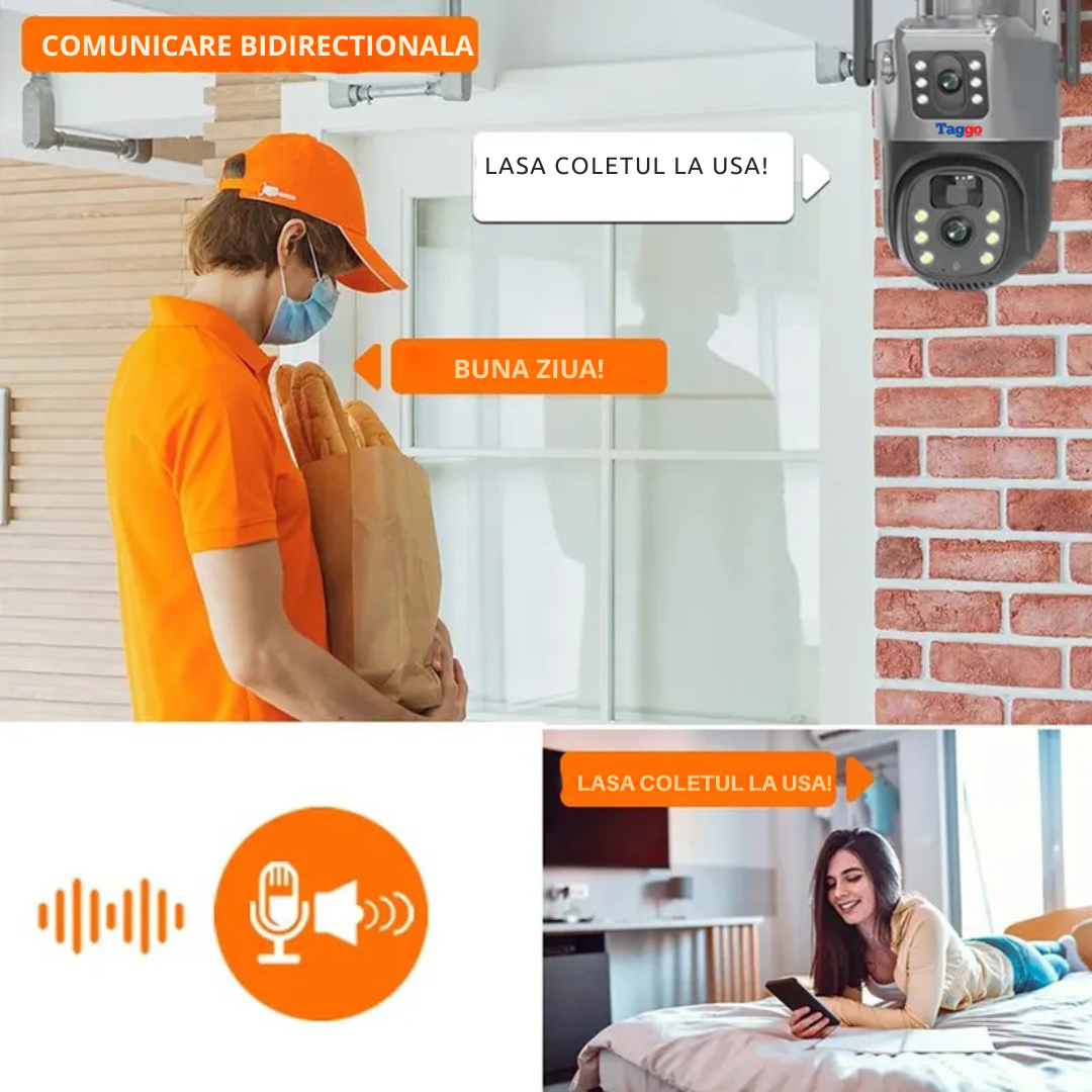 Camera Supraveghere 4G 4K Ultra HD, Dual Camera, Incarcare Solara Panou 20W, Rotire Din Aplicatie, Rezistenta La Apa IP 66, Card 64GB