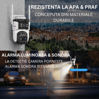 Camera de Supraveghere WIFI, 3 lentile, 6K 9MP, Auto Zooming 10x hybrid, Notificari, Control din Aplicatie, Urmarire Automata