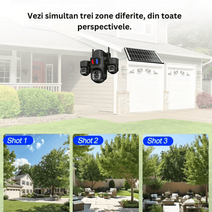 Camera Solara 4G 12MP cu 3 Lentile, Panou Solar si Detectare AI