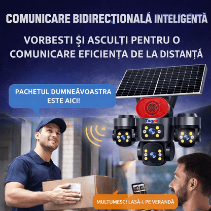 Camera de Supraveghere 4 Lentile, 16MP, Dublu Panou Solar, Conexiune 4G, Control din Aplicatie, Viziune Colora si IR, Comunicare Bidirectionala, Protectie IP66