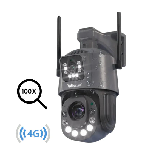 Camera de supraveghere 4G Cartela SIM 6K, 50X, 2 lentile, Control din aplicatie, Detectie umana, Rezistenta la apa IP66