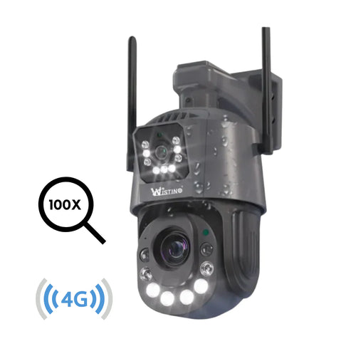 Camera de supraveghere 4G Cartela SIM 6K, 50X, 2 lentile, Control din aplicatie, Detectie umana, Rezistenta la apa IP66