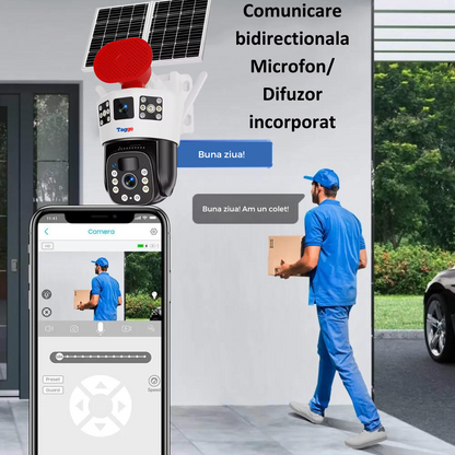 Camera Supraveghere 4G 6K Ultra HD, Dual Camera 12MP, Incarcare Solara Panou 20W, Rotire Din Aplicatie, Rezistenta La Apa IP 66