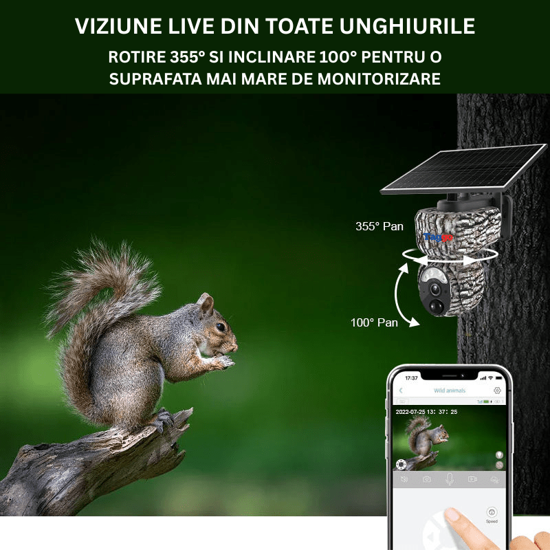 Camera Solara 4G 4MP cu GPS, Tracking Uman si Baterie 8000mAh