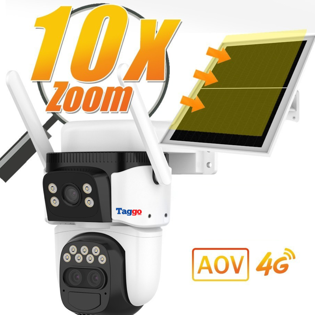 Camera supraveghere cu panou solar 4G, Detectare umana, PTZ 360°, Dual lens, Zoom 10X, Rezistenta la apa