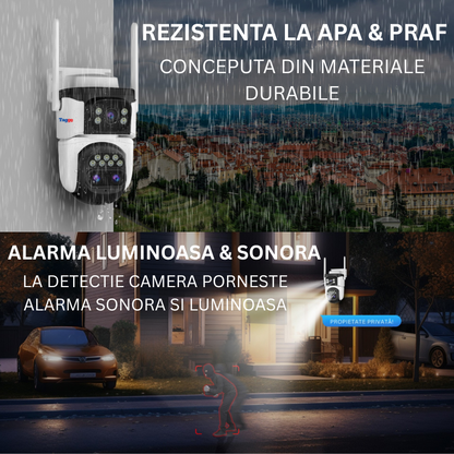 Camera de Supraveghere WIFI, 3 lentile, 6K 12MP, Auto Zooming 10x hybrid, Notificari, Control din Aplicatie, Urmarire Automata
