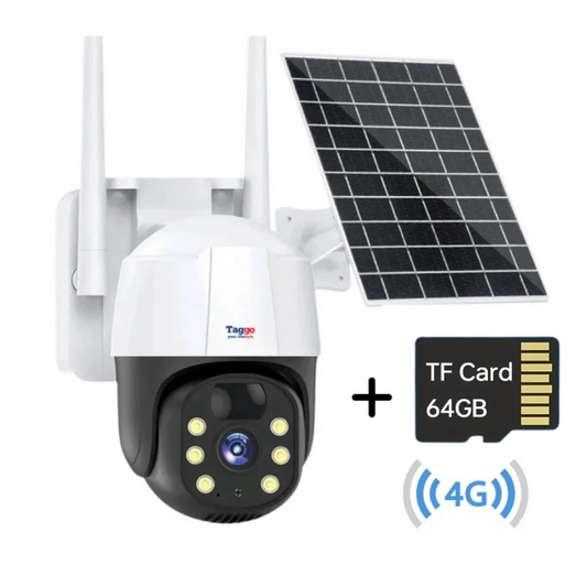 Camera de Supraveghere Solara Exterior 4G Cartela SIM 5 MP, Zoom 10X, Full HD, Panou Solar 10W Rezistenta La Apa IP 66 + Card 64GB