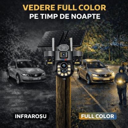 Camere Supraveghere, Panou Solar Dublu, 4K, 4G ZOOM OPTIC 99X,Vedere Full Color, Inregistarare  AOV