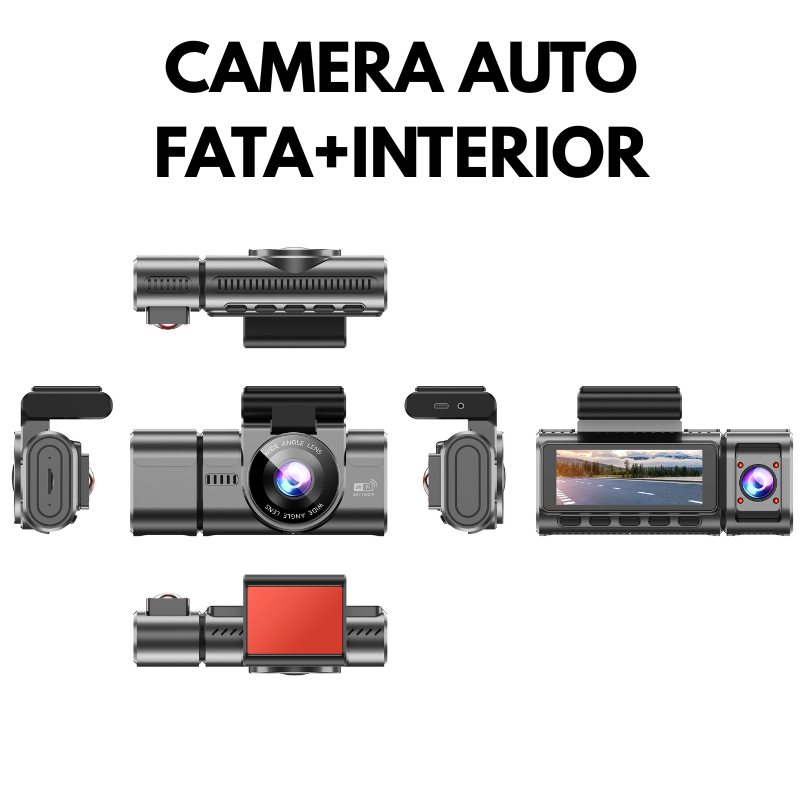 Camera auto Tripla TAGGO WIFI Fata 4K + Interior 1080p + Spate 1080p, Monitorizare Parcare 24h