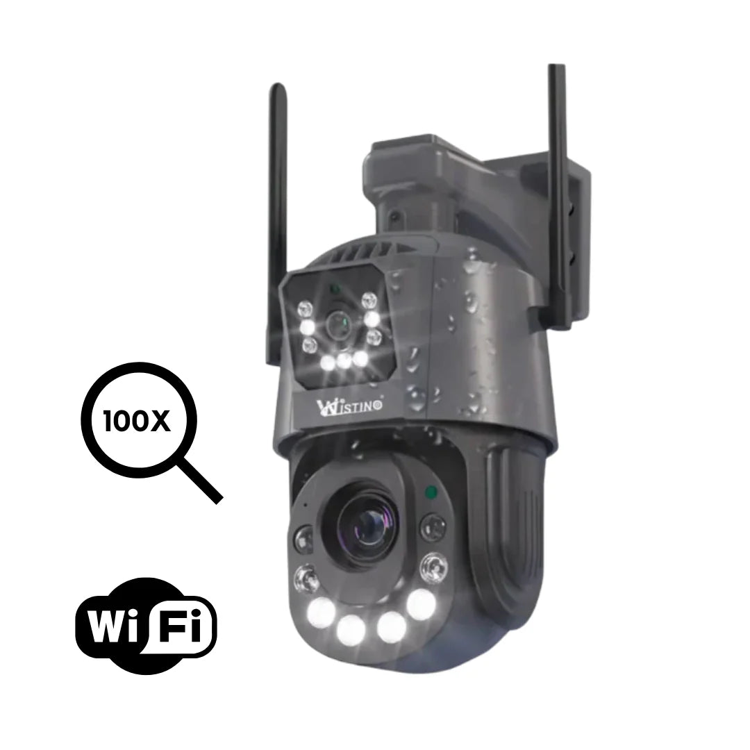 Camera de supraveghere WIFI 6K, 50X, 2 lentile, Control din aplicatie, Detectie umana, Rezistenta la apa IP66