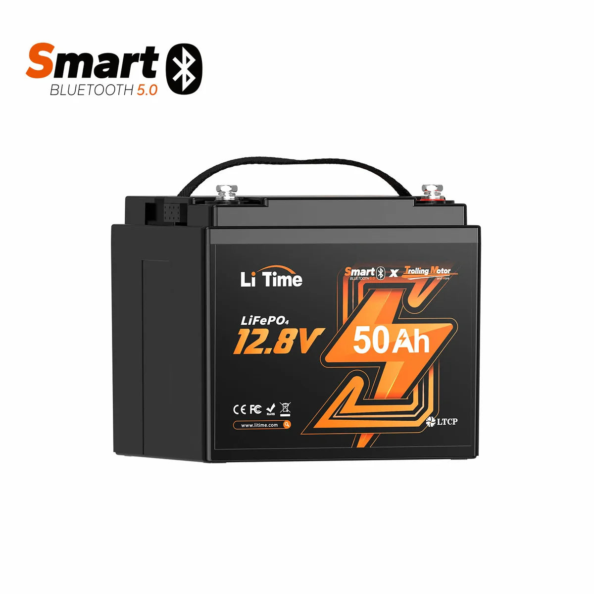 Baterie LiFePO4 12V 50Ah LiTime cu Bluetooth si BMS 50A, pentru Trolling Motor 20–70lb si barca (640Wh)