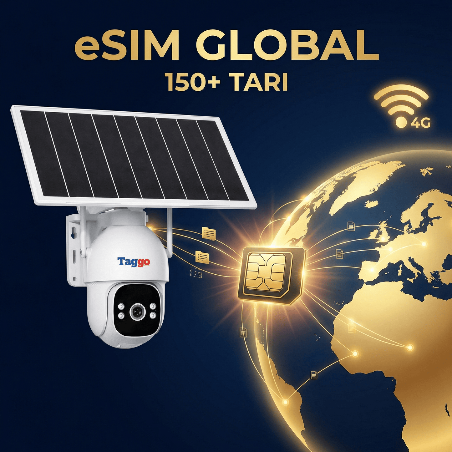 Camera Supraveghere 4G Solară Taggo Pro S30 – Full Color Noapte, eSIM, Detecție AI 40M, AOV 24/7, 5MP