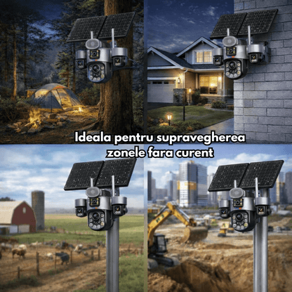 Camere Supraveghere, Panou Solar Dublu, 4K, 4G ZOOM OPTIC 99X,Vedere Full Color, Inregistarare  AOV