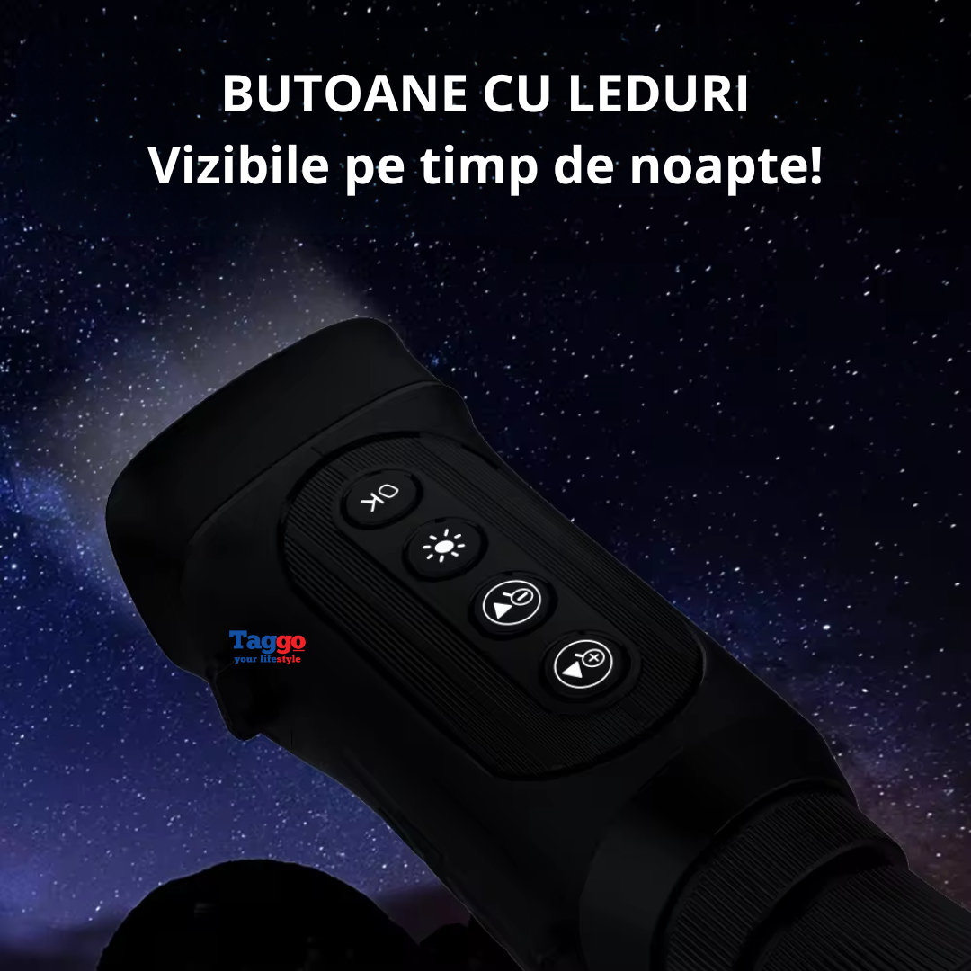 Monocular Digital Profesional cu Night Vision de Vanatoare 4K, Zoom 8X, Ecran LCD, Acumulator, Verde - Taggo.ro