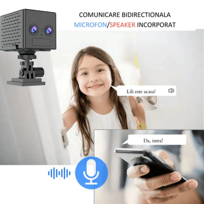 Mini Camera 4G Dual Lens 1080P cu Zoom Hibrid 6X si Detectare Umana