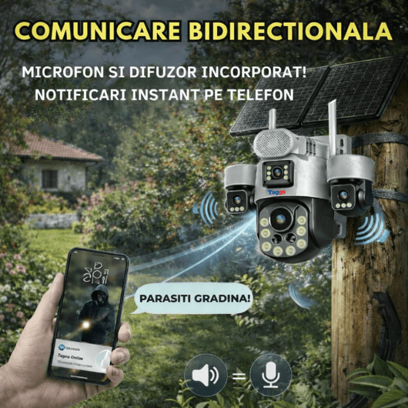 Camere Supraveghere, Panou Solar Dublu, 4K, 4G ZOOM OPTIC 99X,Vedere Full Color, Inregistarare  AOV