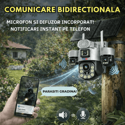 Camere Supraveghere, Panou Solar Dublu, 4K, 4G ZOOM OPTIC 99X,Vedere Full Color, Inregistarare  AOV