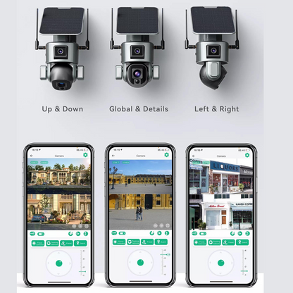 Camera Video Supraveghere Wireless 4K Ultra HD, Dual Camera 4MP+4MP, 4X Optical ZOOM, Incarcare Solara, Rotire Din Aplicatie, Rezistenta La Apa IP 66