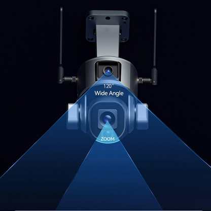 Camera Video Supraveghere Wireless 4K Ultra HD, Dual Camera 4MP+4MP, 4X Optical ZOOM, Incarcare Solara, Rotire Din Aplicatie, Rezistenta La Apa IP 66