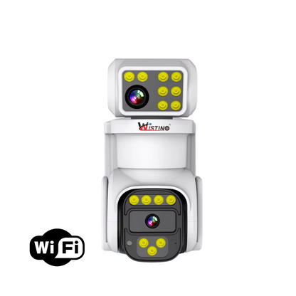 Camera de supraveghere WIFI 4K, 8MP, 2 lentile, Rezistenta la apa IP66, Control din aplicatie, Urmarire automata