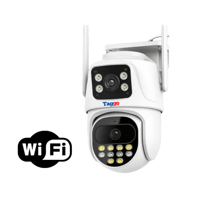Camera de supraveghere WIFI 4K, 2 lentile, Control din aplicatie, Urmarire automata, Rezistenta la apa IP66