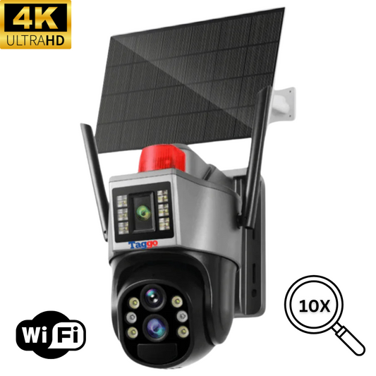 Camera de supraveghere cu panou solar 4K, conexiune WIFI, Zoom 10X, Control din aplicatie, Detectie umana, Urmarire automata, IP66