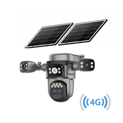Camera de supraveghere 4G 4K Taggo cu panou solar, lentile 4x, zoom 10x, vedere nocturnă, detectare PIR și rezistență la apă