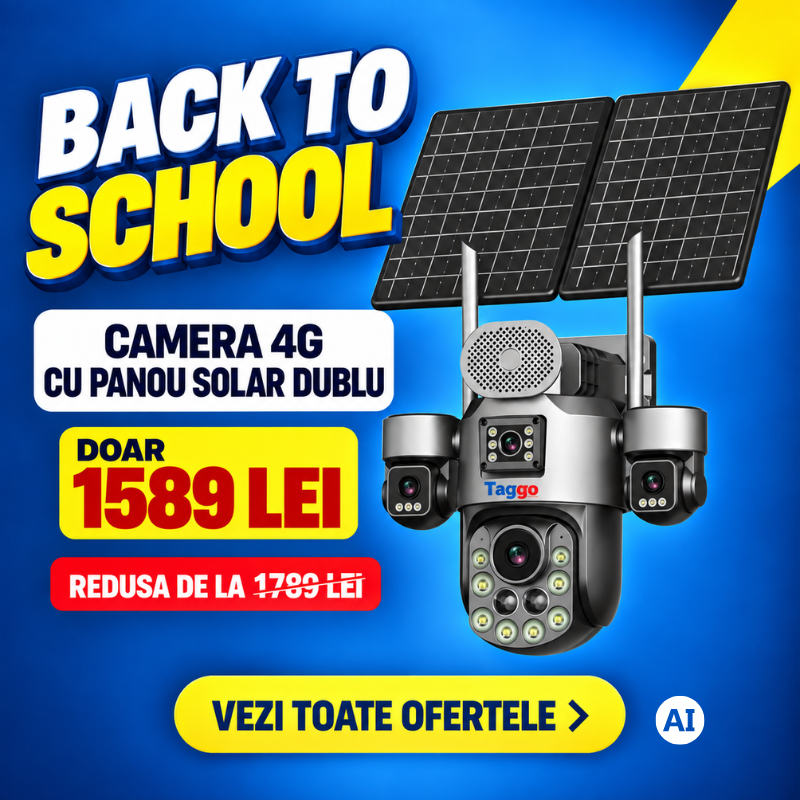 Camere Supraveghere, Panou Solar Dublu, 4K, 4G ZOOM OPTIC 99X,Vedere Full Color, Inregistarare  AOV