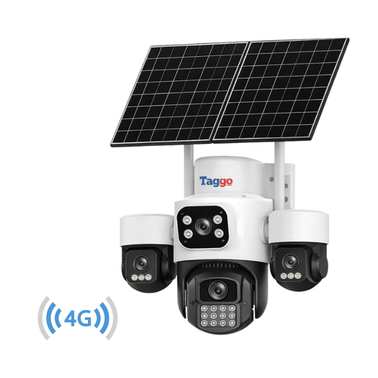 Camera Solara Cu 4 Lentile, 4G / eSIM, 16MP Vedere Nocturna Color, Detectie Miscare, Inregistrare AOV