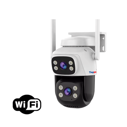 Camera de Supraveghere WiFi, Doua Lentile HD 6 MP,  Vedere Nocturna, IP66,  Audio Bidirectional, Detectie Miscare