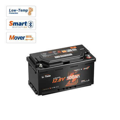 Acumulator LiTime LiFePO4 12V 100Ah – BMS 200A Descarcare Continua, Bluetooth, Incalzire Integrata, IP65, 358x177x189mm