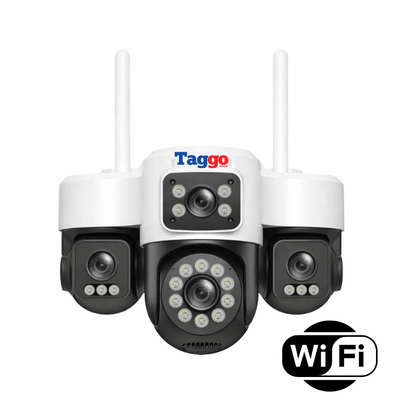 Camera de Supraveghere Cu 4 lentile, 16MP, Conexiune WIFI, Night Vision Full Color si Detectie Miscare, IP66