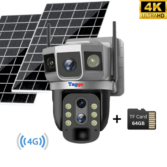 Camera Supraveghere Solara 4G 4K Ultra HD, Zoom 10X, Panou 10W, Rotire Din Aplicatie, Rezistenta La Apa IP 66