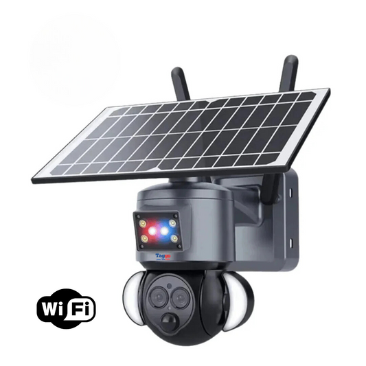 Camera Supraveghere WiFi 4K HD, Dual Lens, 12X ZOOM, Incarcare Solara, Rotire Din Aplicatie, Rezistenta La Apa IP 66