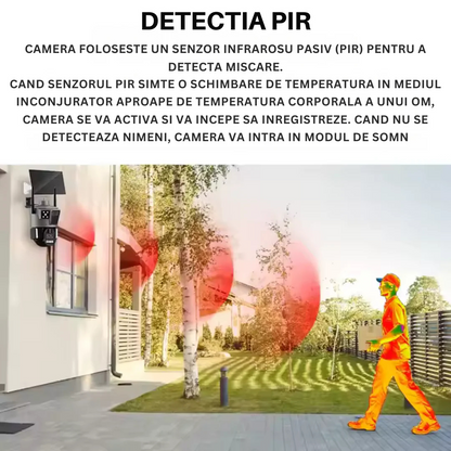 Camera de Supraveghere Solara 4G Cartela SIM 4K , Panou Solar 30W, Rezistenta La Apa IP 66