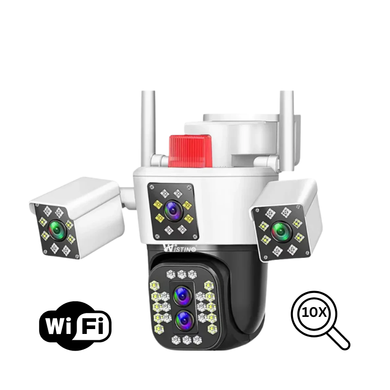 Camera de supraveghere WIFI 6K, 12MP, 4 lentile, ZOOM 10X,  Control din aplicatie, Comunicare bidirectionala, Urmarire automata, Multi lens